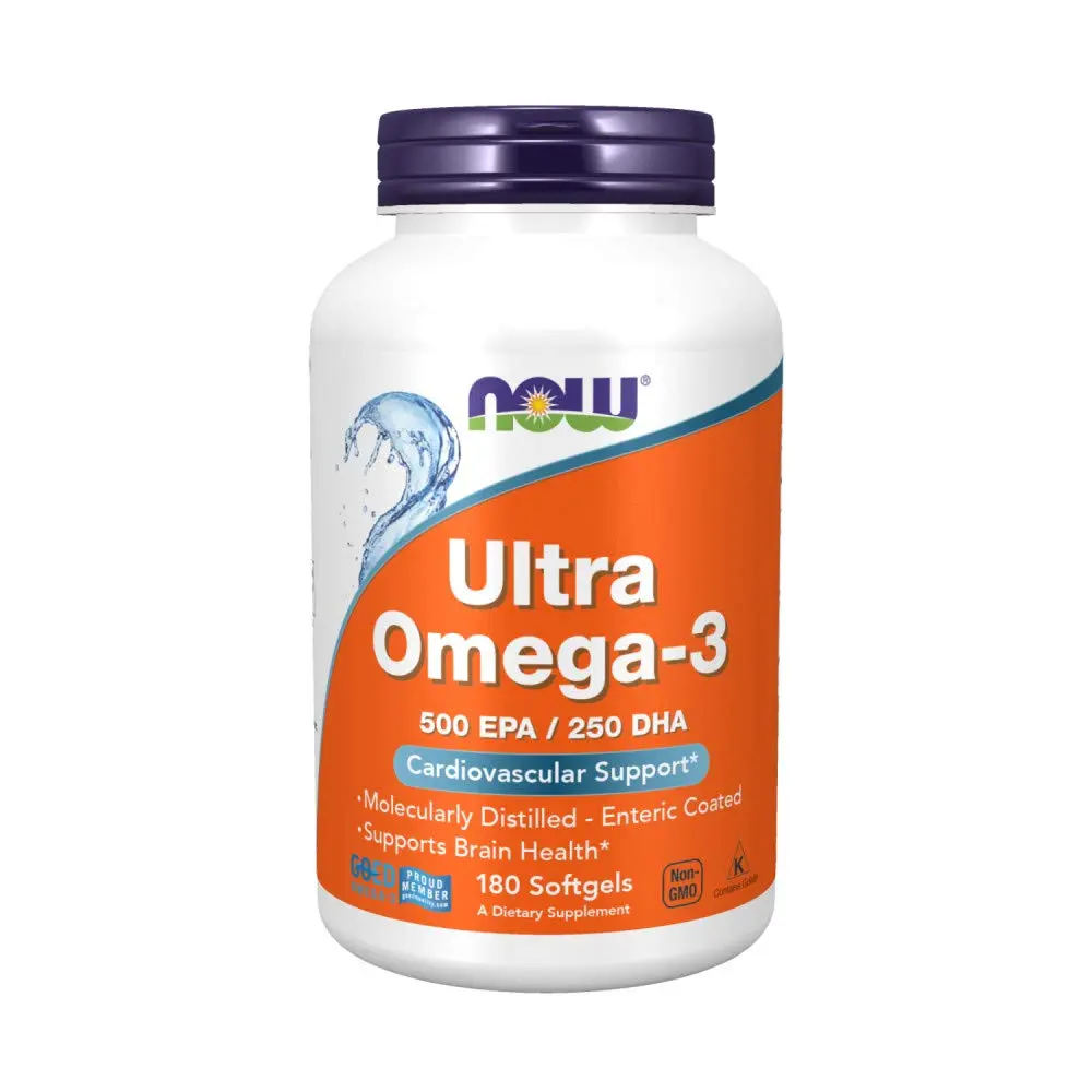 NOW Foods Ultra Omega-3 500 EPA/250 DHA 180 Softgels | Supports Brain & Heart - main product image