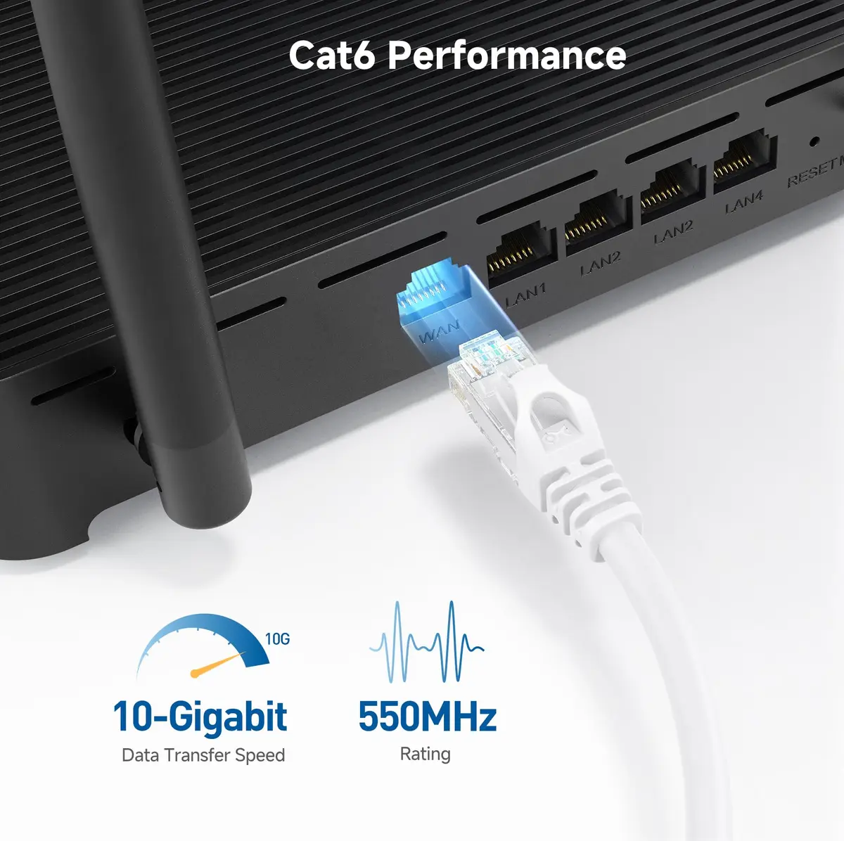 Cable Matters 10Gbps 5-Pack Snagless Cat 6 Ethernet Cable, 10ft, White | Future-Proof Gigabit & 10G Ethernet - view 3