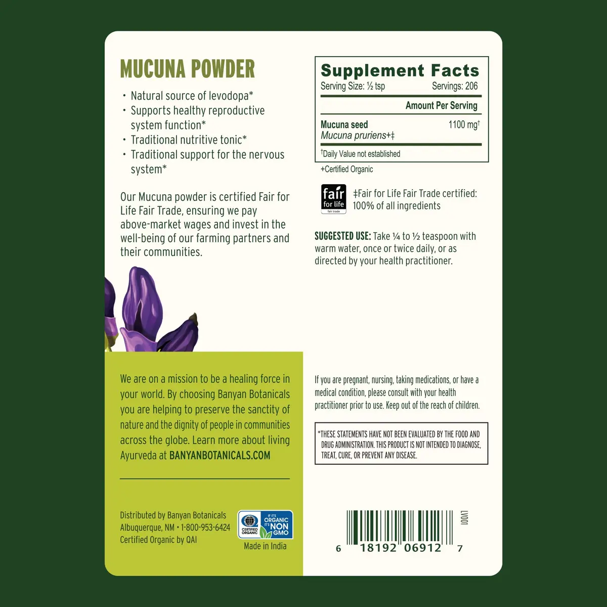 Banyan Botanicals Kapikacchu Powder 8 Ounce | USDA Organic Mucuna pruriens for Nervous & Reproductive Support - view 2