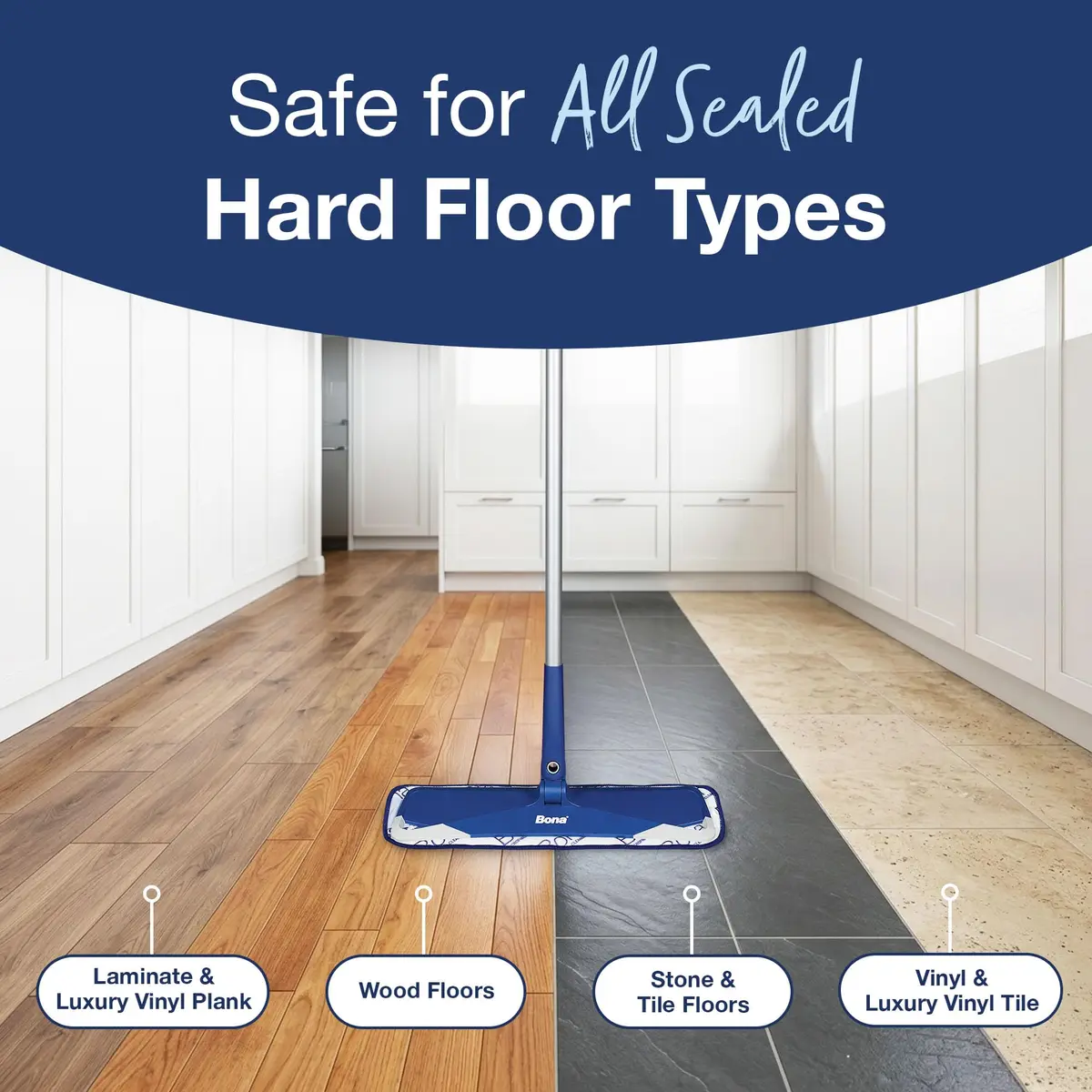 Bona Microfiber Sweep & Clean Mop for Multi-Surface Floors | Versatile, Adjustable, Reusable - view 6