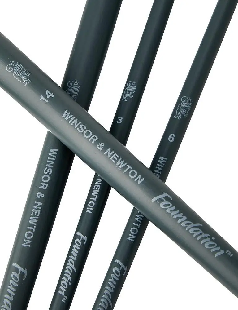 Winsor & Newton Foundation Acrylic Brush Set Long Handle 6 Pack | Synthetic Bristles for Acrylic & Oil Painting - view 4