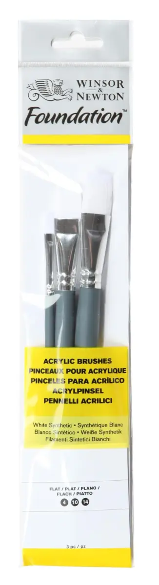 Winsor & Newton Foundation Acrylic Brush Set Long Handle 6 Pack | Synthetic Bristles for Acrylic & Oil Painting - main product image