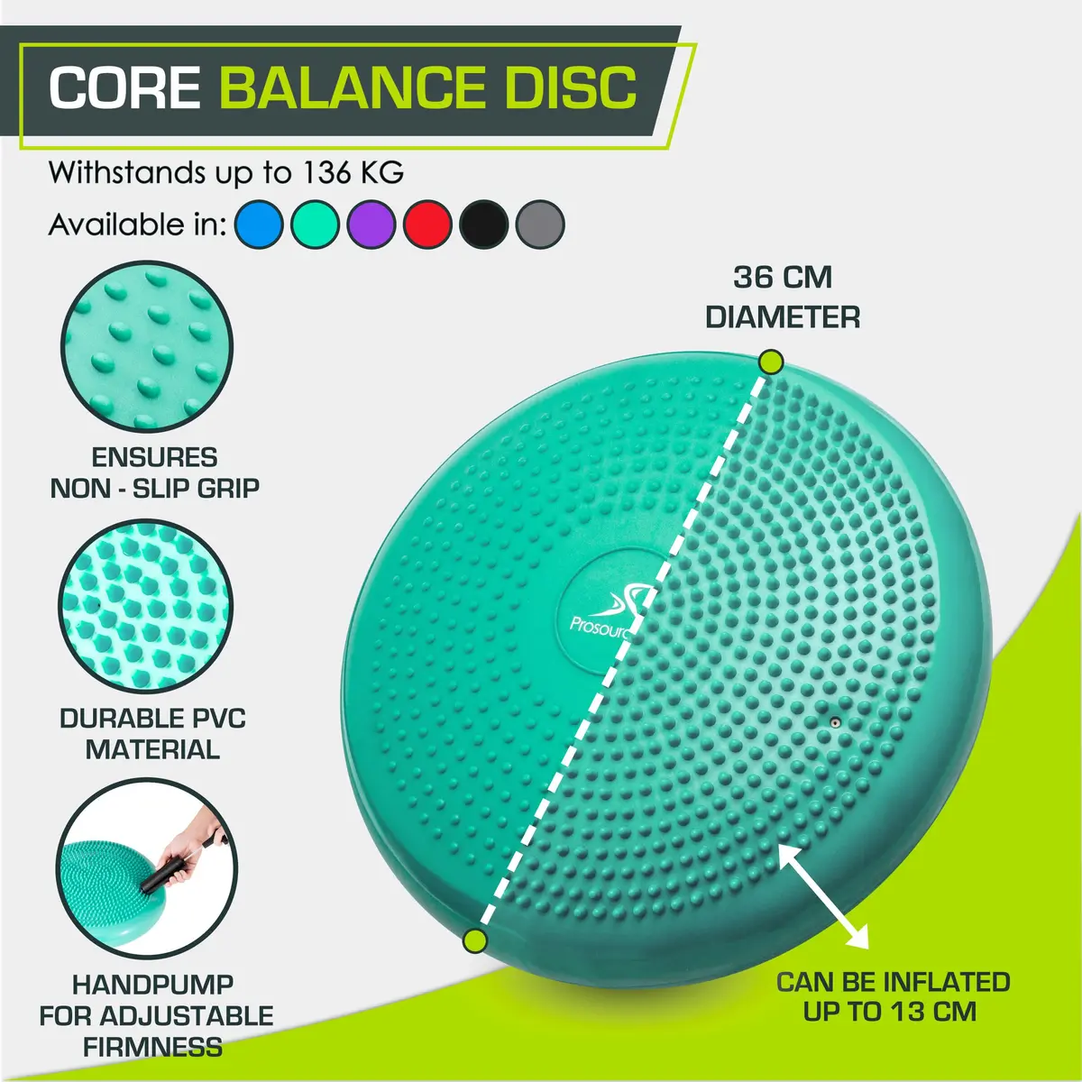 ProsourceFit Core Balance Disc Trainer 14” Diameter | Improve Posture & Stability - view 3