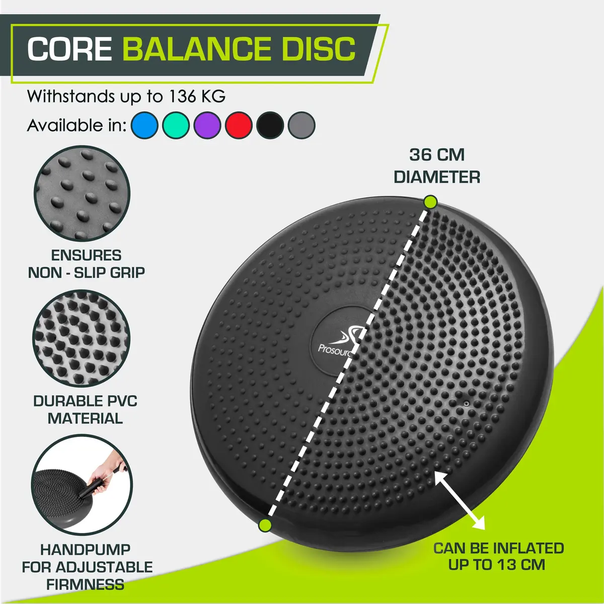 ProsourceFit Core Balance Disc Trainer 14” Diameter | Improve Posture & Stability - view 2