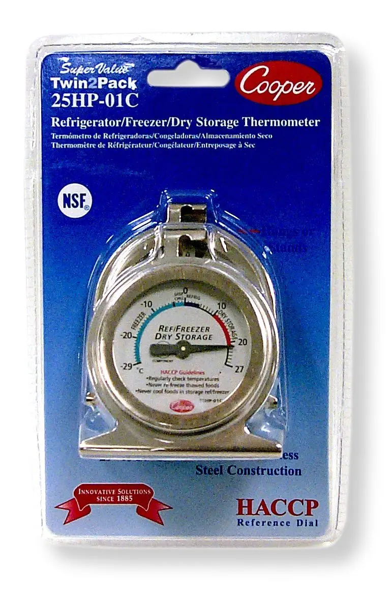 Cooper-Atkins Bi-Metal Refrigerator/Freezer Thermometer -29/27°C (Pack of 2) | NSF Certified HACCP Guideline - main product image