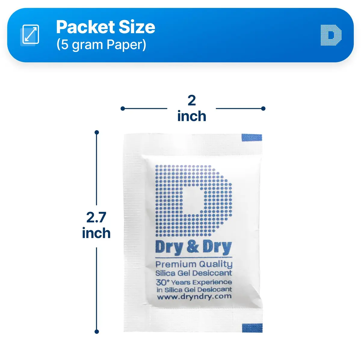 Dry & Dry 5 Gram Silica Gel Packets (50 Count) | Rechargeable Moisture Absorbers for Food, Electronics, 3D Filament & Safes - view 6