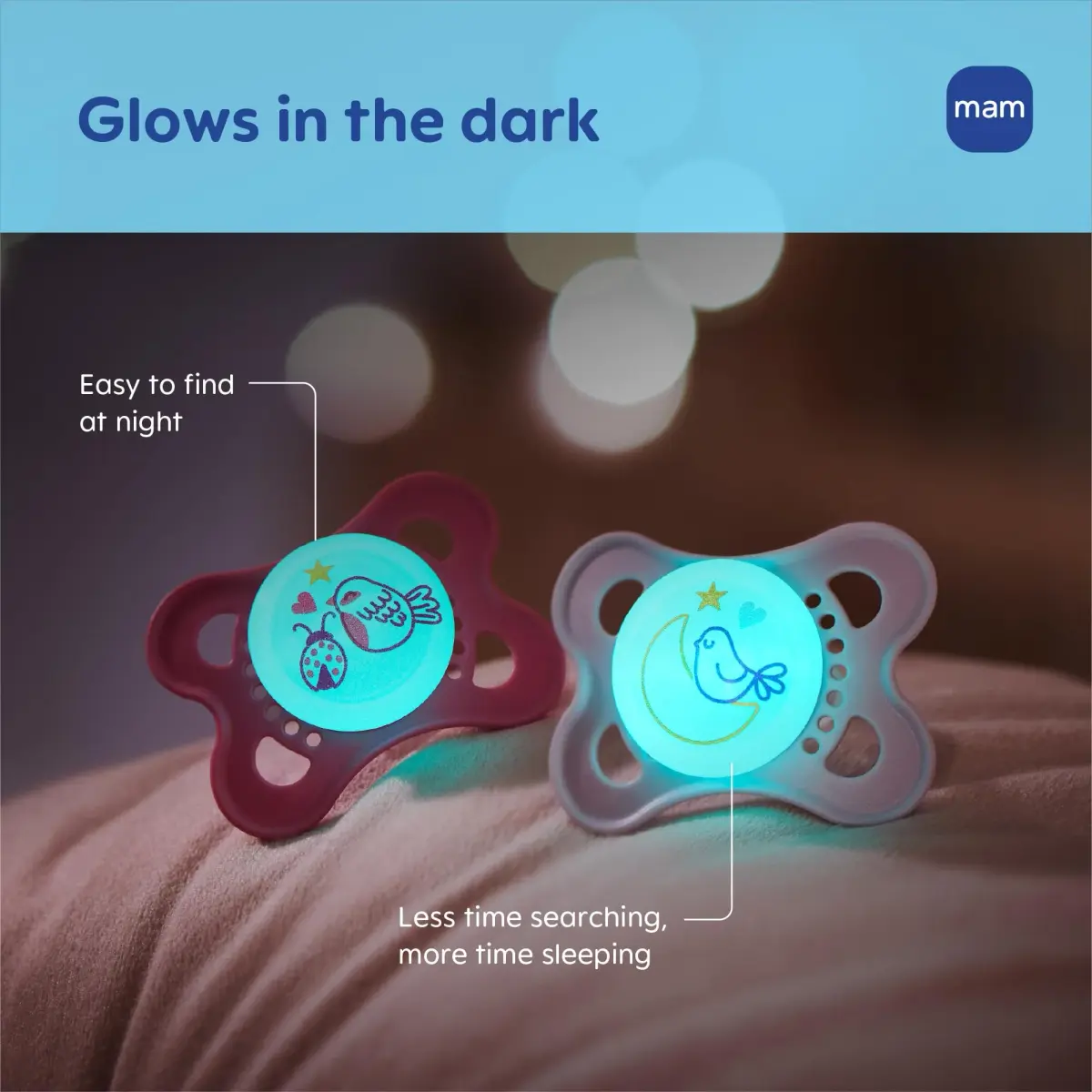 MAM Original Baby Pacifiers 0-6 Months, Glow-in-the-Dark, 2-Pack | Developed with Pediatric Dentists - view 5