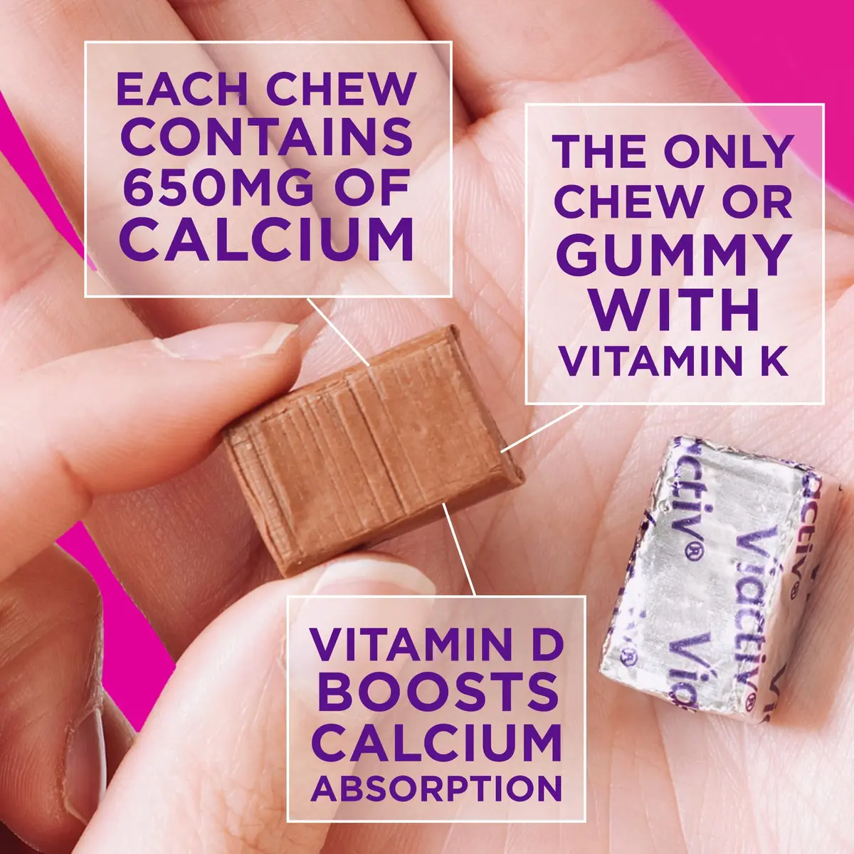 Viactiv Calcium + Vitamin D Soft Chews 60 Count | Milk Chocolate for Bone Support in India - view 3