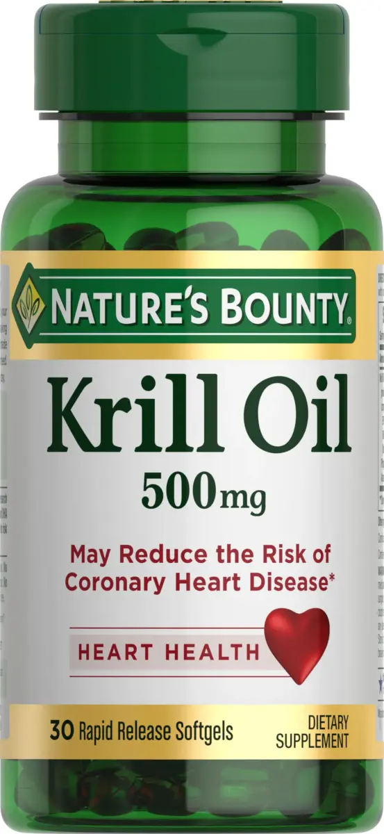 Nature's Bounty Krill Oil Heart Health 500mg 30 Count Softgels | Supports Cardiovascular Wellness - main product image