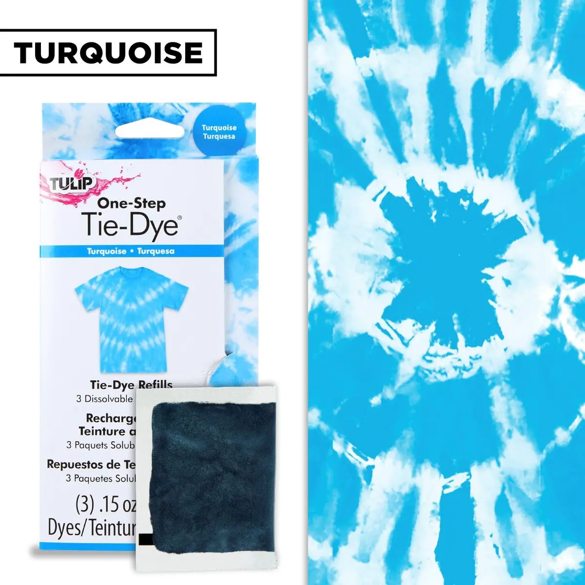 Tulip One-Step Tie-Dye Kit Dye Refill Packs, Turquoise, 12 fl oz (3 x 4 fl oz) | Concentrated Formula Dye - view 5