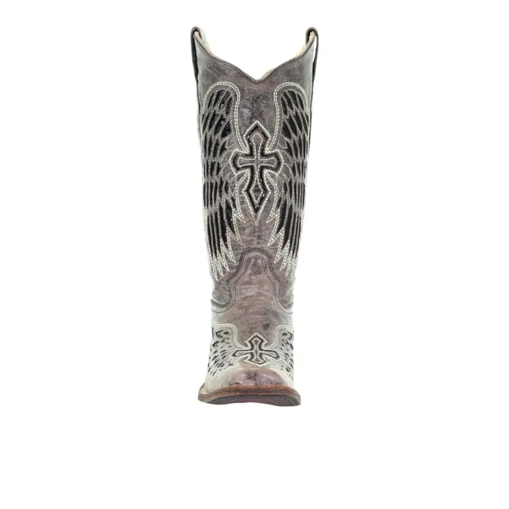 Corral Boots Womens Wings Tooled-Inlay Pull On Square Toe Casual Boots Mid Calf 6.5 Brown - view 7
