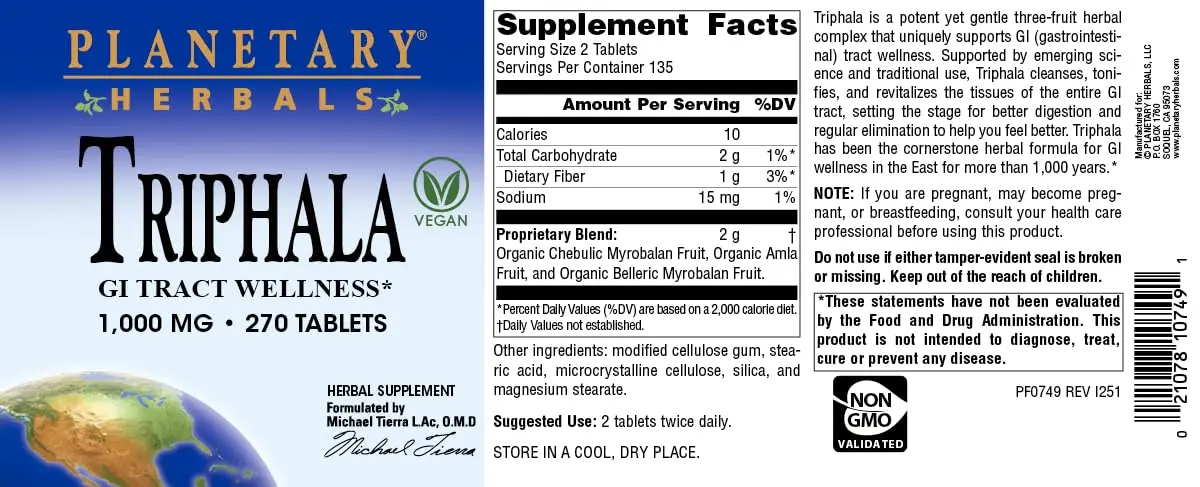 Planetary Herbals Triphala 1000mg - 270 Tablets | Traditional Digestive Support - view 5