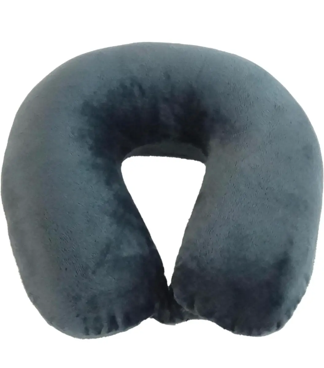 Wolf Essentials Adult Fleece Travel Neck Pillow for Airplane, Charcoal | Microfiber Support for Long Flights - main product image
