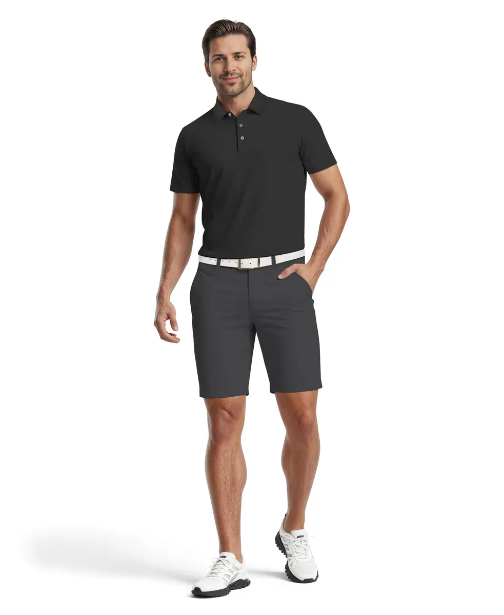 PGA TOUR Airflux Short Sleeve Golf Polo-Shirt in Caviar Black XL | Moisture-Wicking, Sun-Protective - view 5