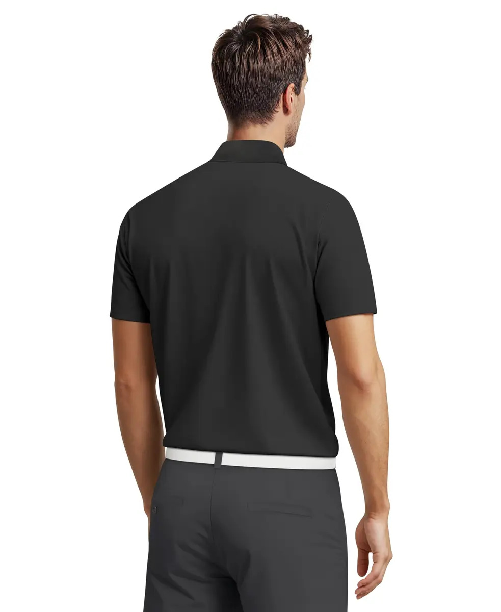 PGA TOUR Airflux Short Sleeve Golf Polo-Shirt in Caviar Black XL | Moisture-Wicking, Sun-Protective - view 2