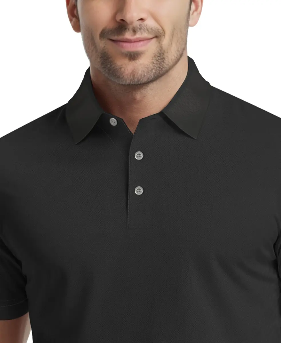PGA TOUR Airflux Short Sleeve Golf Polo-Shirt in Caviar Black XL | Moisture-Wicking, Sun-Protective - view 4