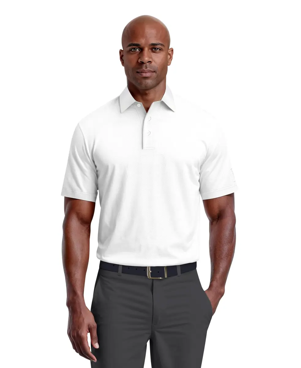 PGA TOUR Men's Airflux Short Sleeve Golf Polo-Shirt | Moisture-Wicking, UPF 15, White, M - main product image