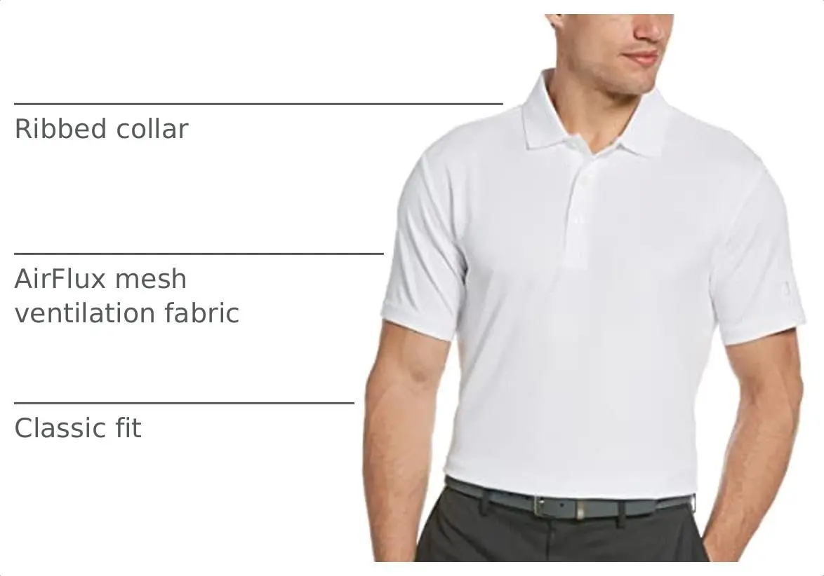 PGA TOUR Men's Airflux Short Sleeve Golf Polo-Shirt | Moisture-Wicking, UPF 15, White, M - view 4