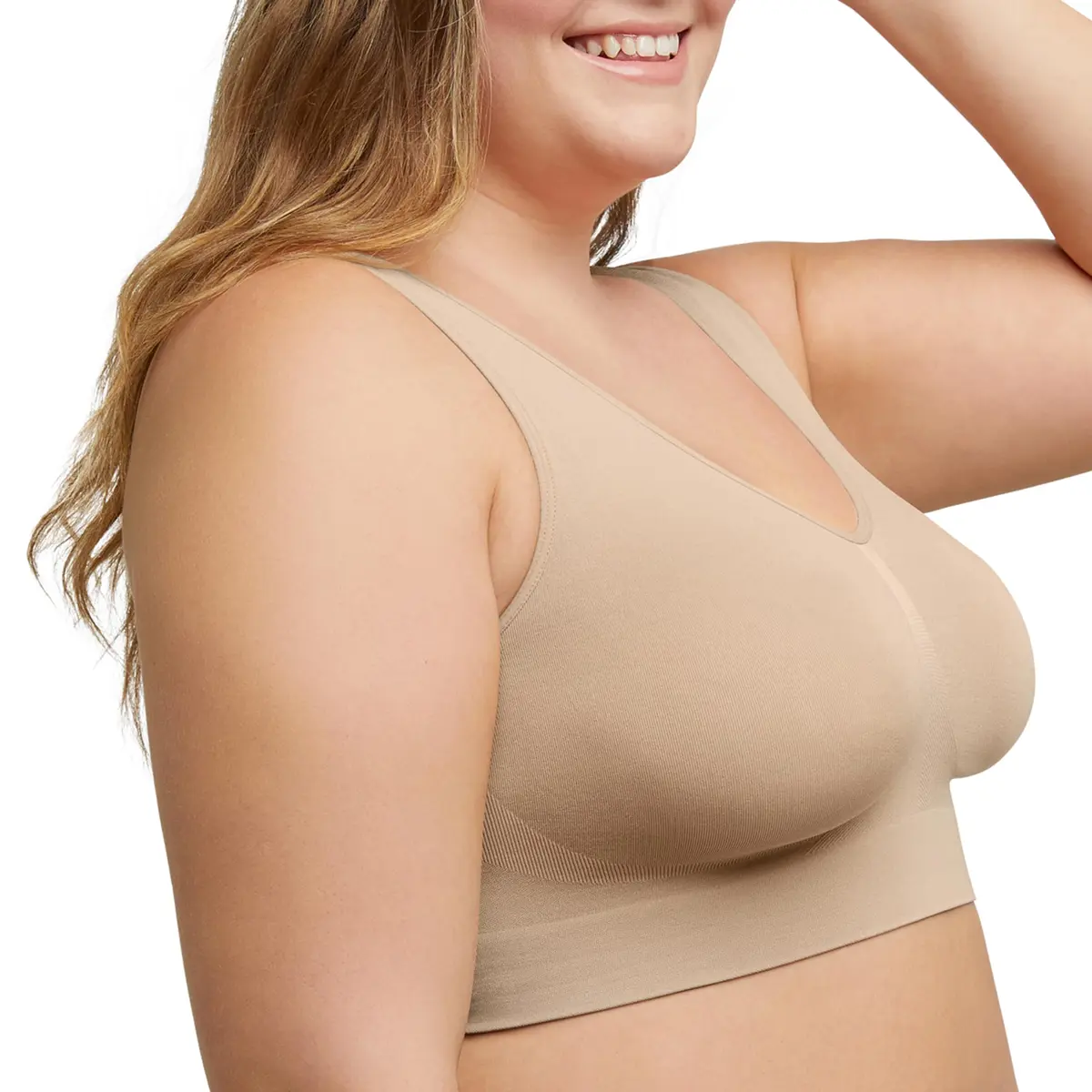 JUST MY SIZE Women's Pure Comfort Plus Size Mj1263 Bras, Nude (3X-Large US) | Seamless, Light Support & Moisture-Wicking - view 2