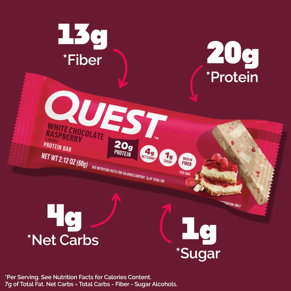 Quest White Chocolate Raspberry Protein Bars 12 Count | 20g Protein Snack Bar - view 2