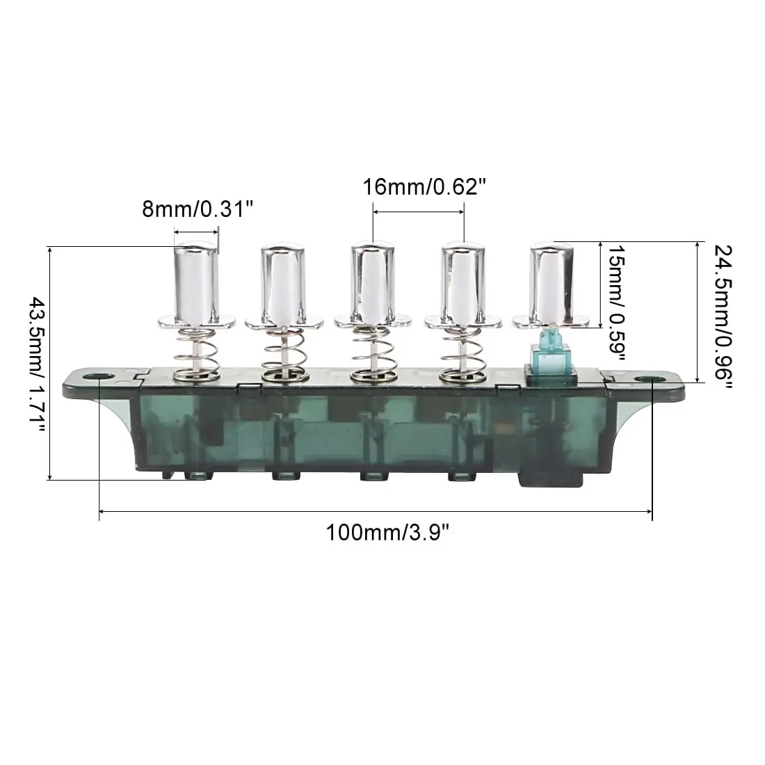 sourcing map AC 250V 4A Piano Type Key Board Switch for Range Hood | 5 Keys, Interlock & Latching - view 4