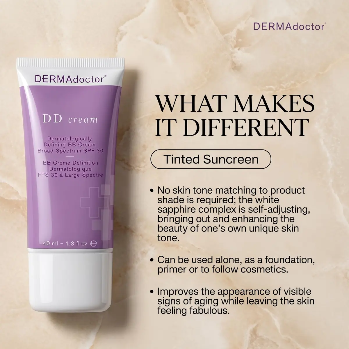 DERMAdoctor DD Cream Tinted Mineral Moisturizer SPF 30 | Hydrating, Sheer Coverage, Mineral Based Face Primer (110 words) - view 3