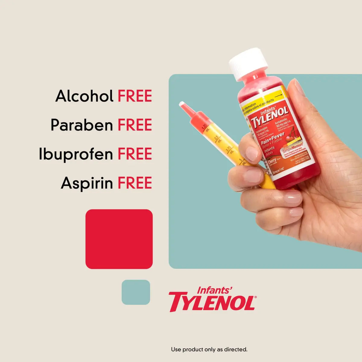 Tylenol Infants' Acetaminophen Oral Suspension Cherry Flavor 2 fl. oz (59 ml) | #1 Pediatrician-Recommended Pain & Fever Relief - view 3