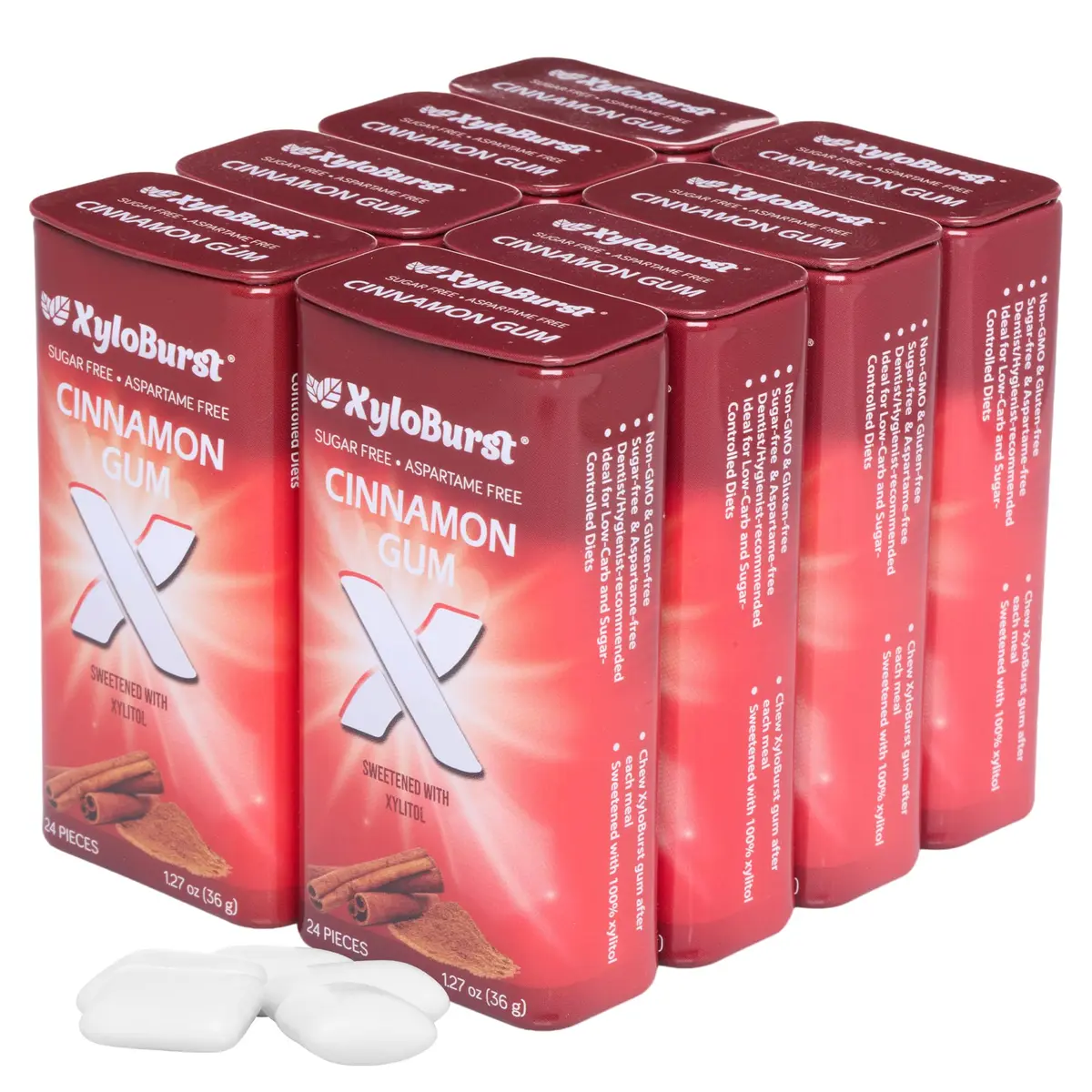 Xyloburst Cinnamon Chewing Gum 24 Pieces | Sugar-Free Oral Health Support - main product image