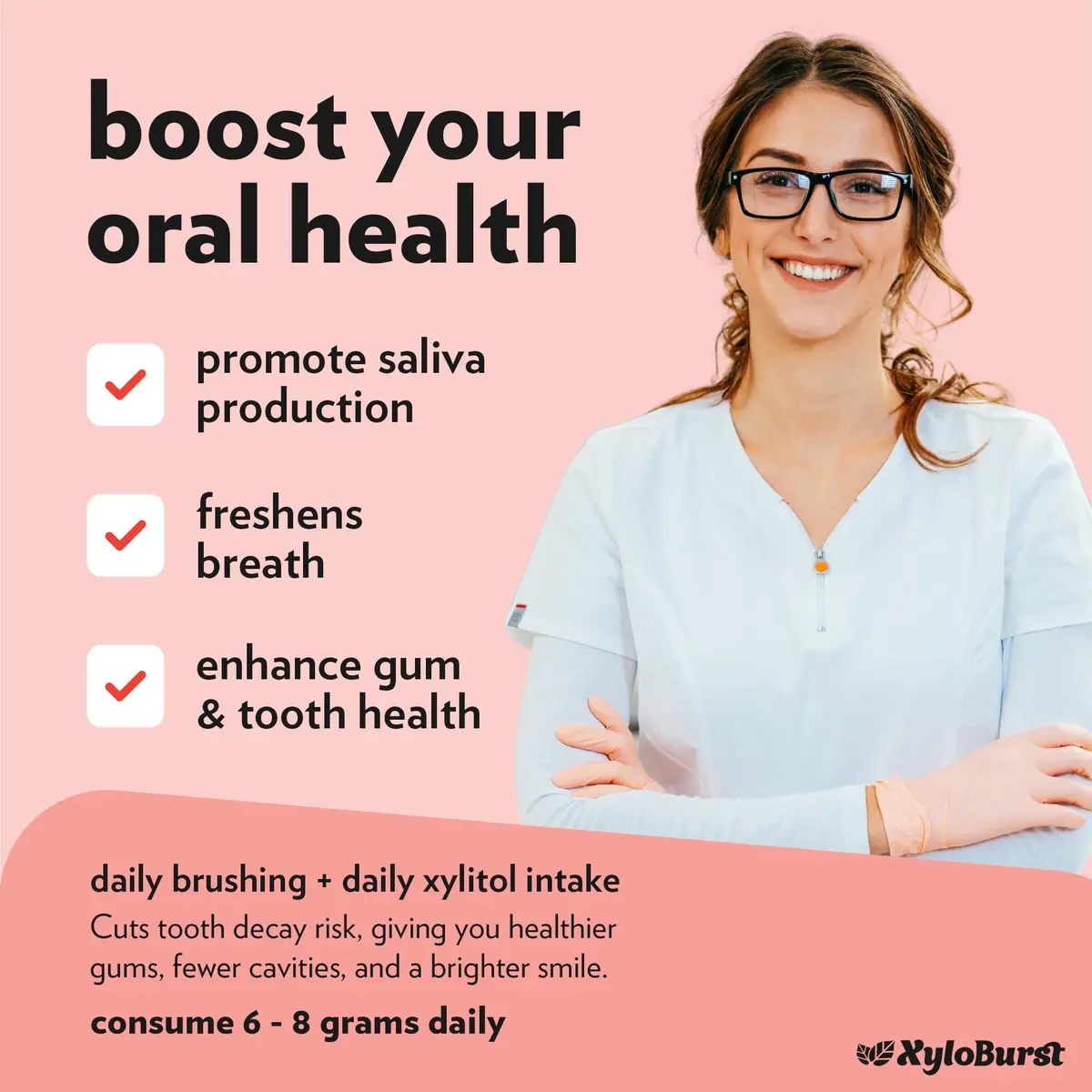 Xyloburst Cinnamon Chewing Gum 24 Pieces | Sugar-Free Oral Health Support - view 2