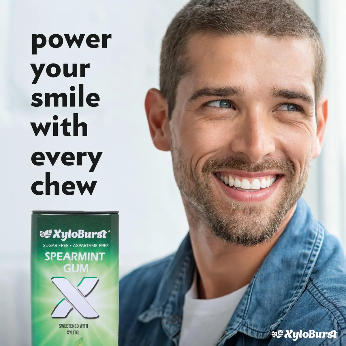 XyloBurst Spearmint Xylitol Chewing Gum 204 Pieces (Pack of 8) | Sugar-Free, Gluten-Free, Keto Friendly, Aspartame-Free - view 6