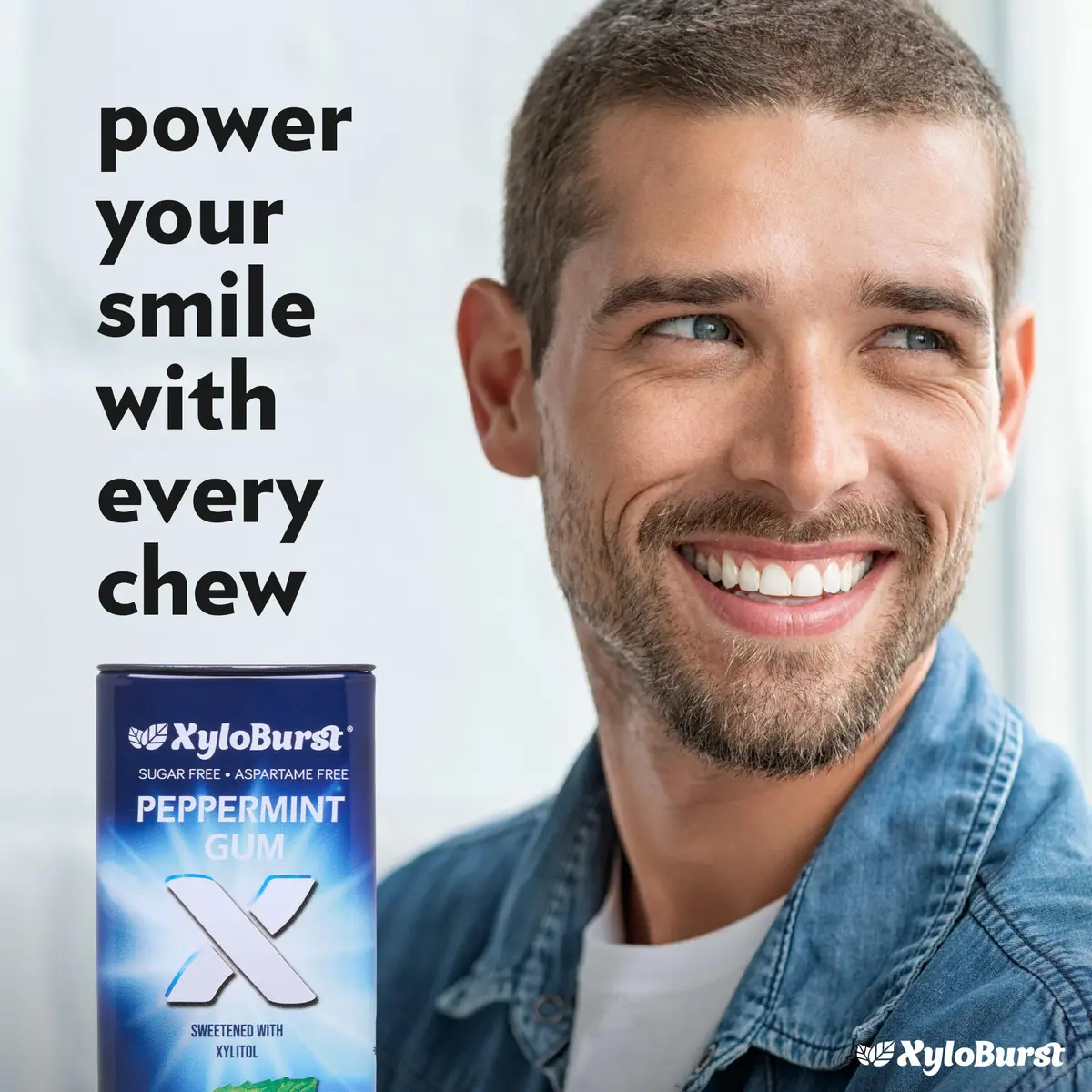 XyloBurst Peppermint Xylitol Chewing Gum 192 Pieces (Pack of 8) | Sugar-Free, Aspartame-Free, Dentist-Recommended - view 6