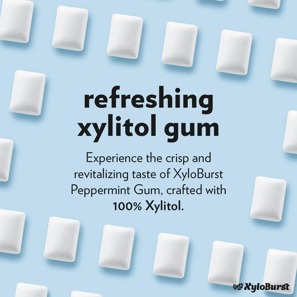 XyloBurst Peppermint Xylitol Chewing Gum 192 Pieces (Pack of 8) | Sugar-Free, Aspartame-Free, Dentist-Recommended - view 3