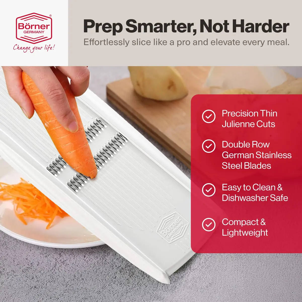 Swissmar Börner PowerLine Thin Julienne Vegetable Slicer | Precision Mandoline for Potatoes & Zucchini (4.3⭐, 940 reviews, <span class="inline-flex items-baseline"><span class="inr-rupee" aria-hidden="true">₹</span><span class="inr-amount">4,330</span></span>) in India - view 5