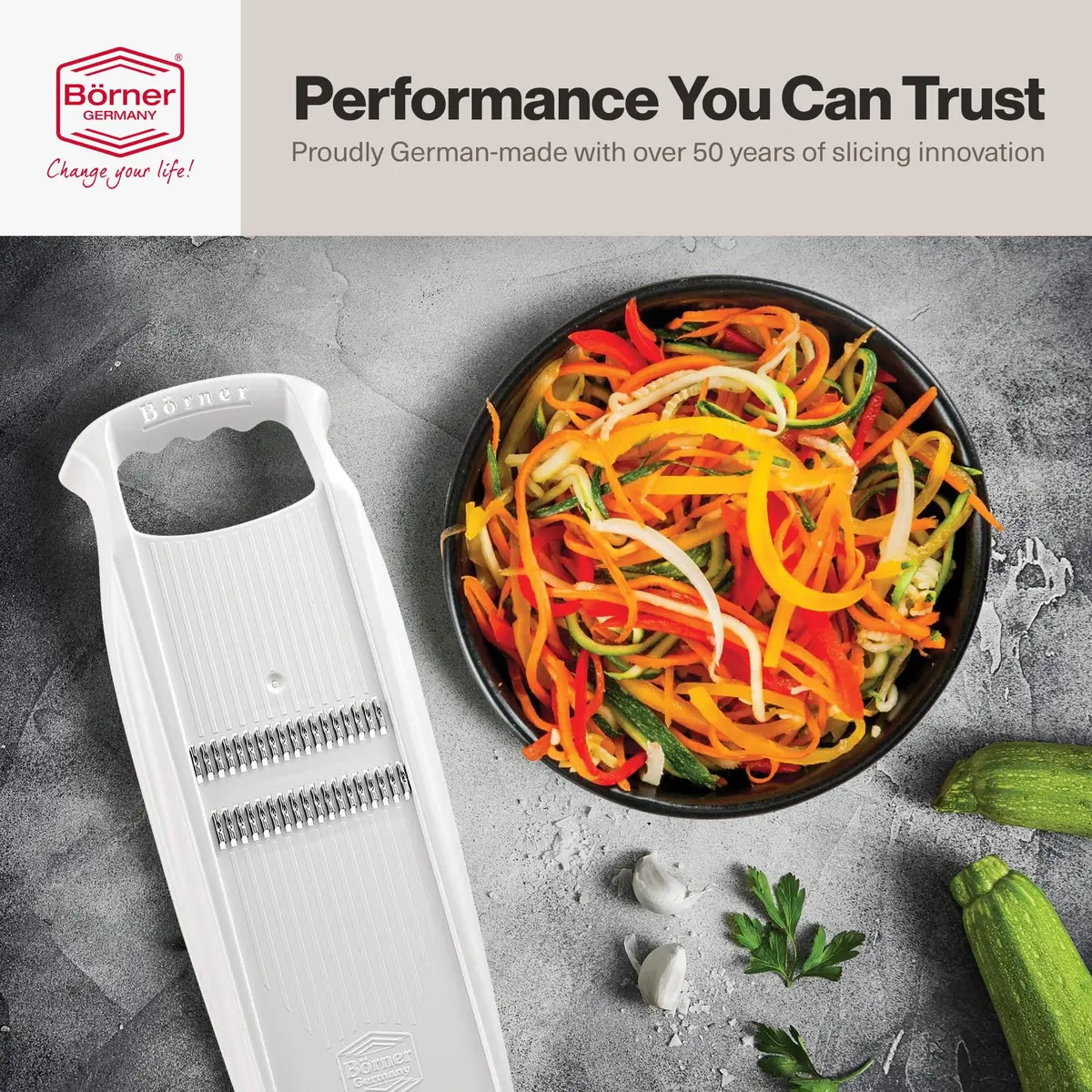 Swissmar Börner PowerLine Thin Julienne Vegetable Slicer | Precision Mandoline for Potatoes & Zucchini (4.3⭐, 940 reviews, <span class="inline-flex items-baseline"><span class="inr-rupee" aria-hidden="true">₹</span><span class="inr-amount">4,330</span></span>) in India - view 4