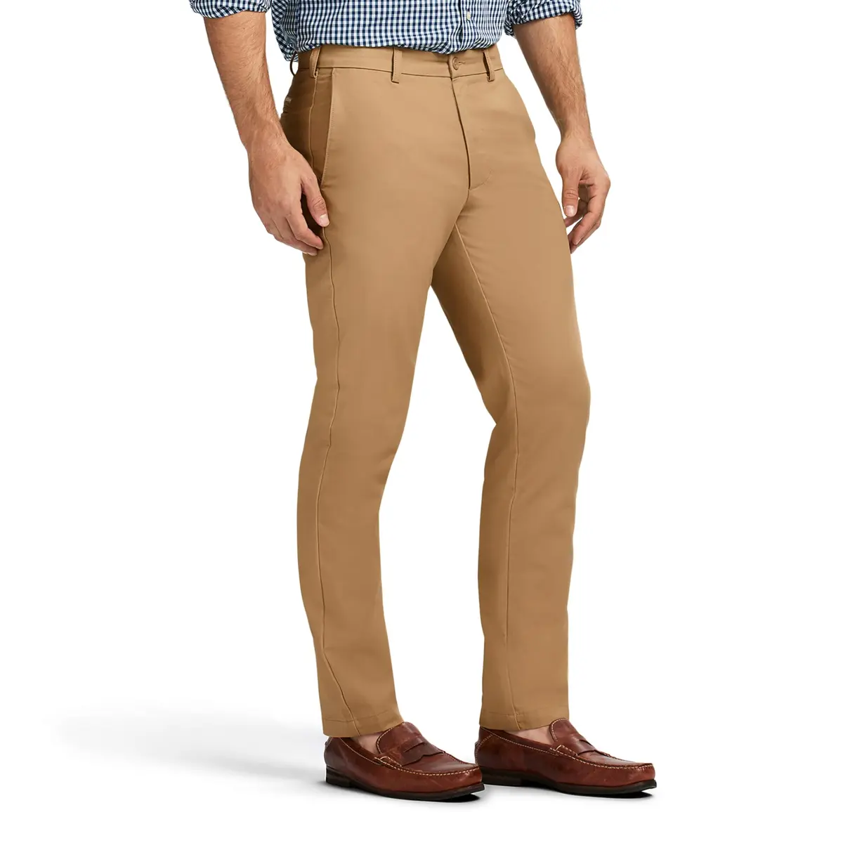 IZOD Men's American Chino Flat-Front Straight-Fit Pants, English Khaki, 36W x 34L | Classic, breathable cotton chinos for men - view 2