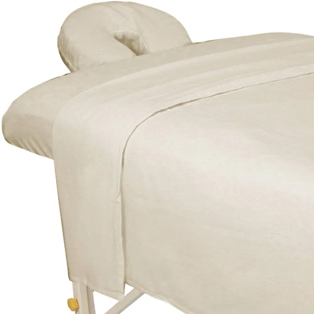 ForPro Premium Flannel 3-Piece Massage Sheet Set, Natural | Soft Cotton, Durable & Snug Fit for Massage Tables - main product image