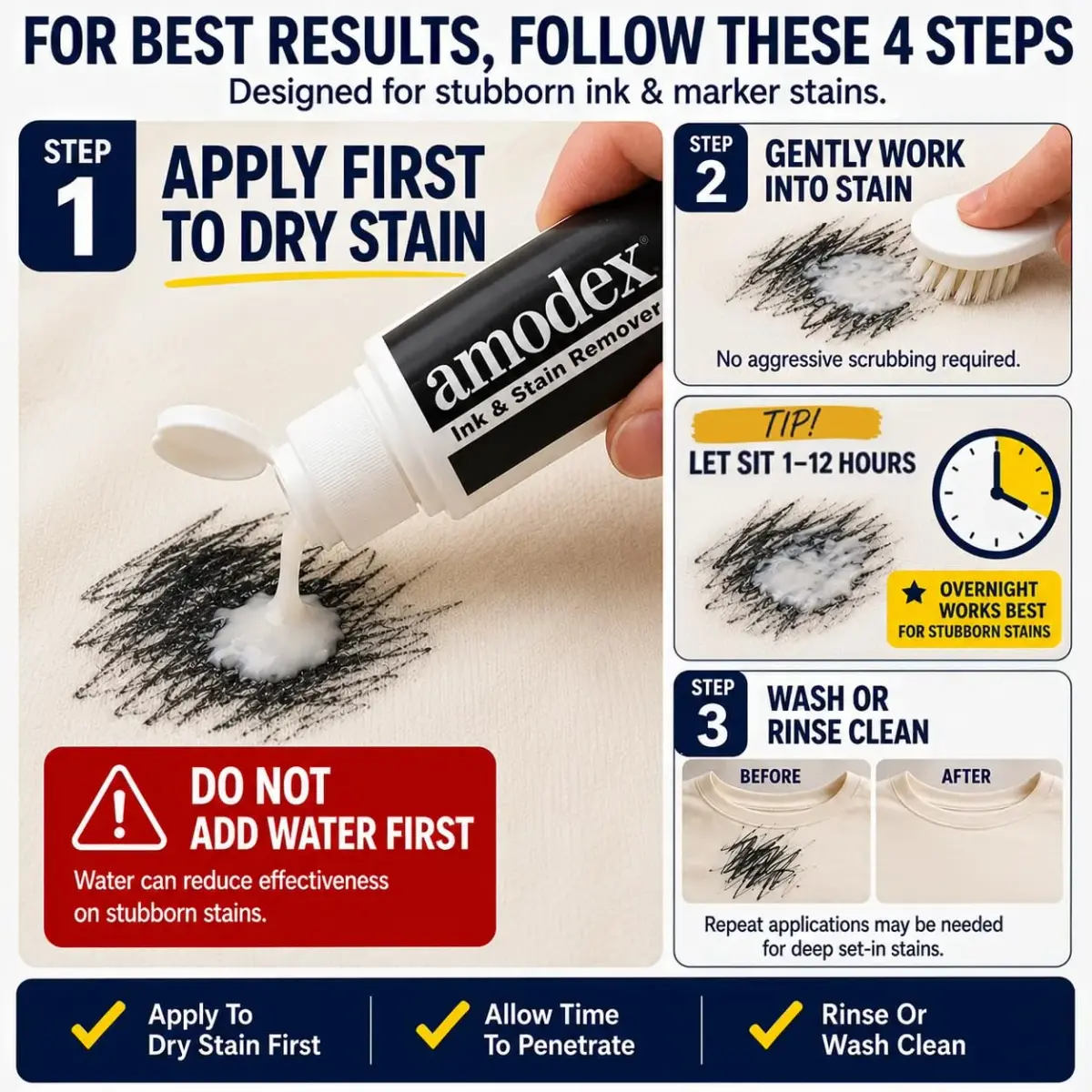 Amodex Ink and Stain Remover Liquid Formula 118ml (4 fl oz) | Professional Strength Stain Removal - view 3