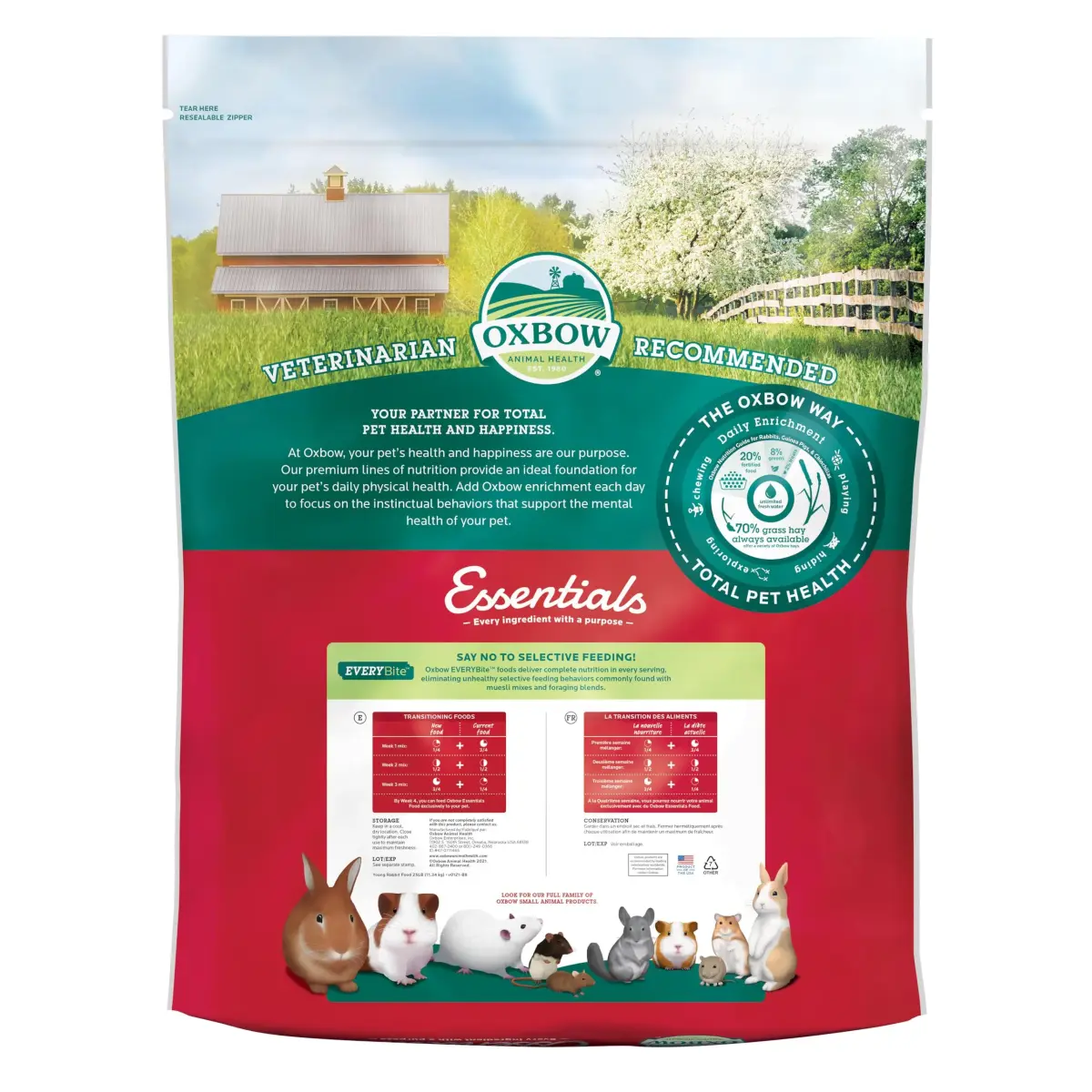 Oxbow Essentials Young Rabbit Food Pellets 11.33 kg (25 lb) | High-Fiber Timothy Hay Formula for Digestive Health - view 2
