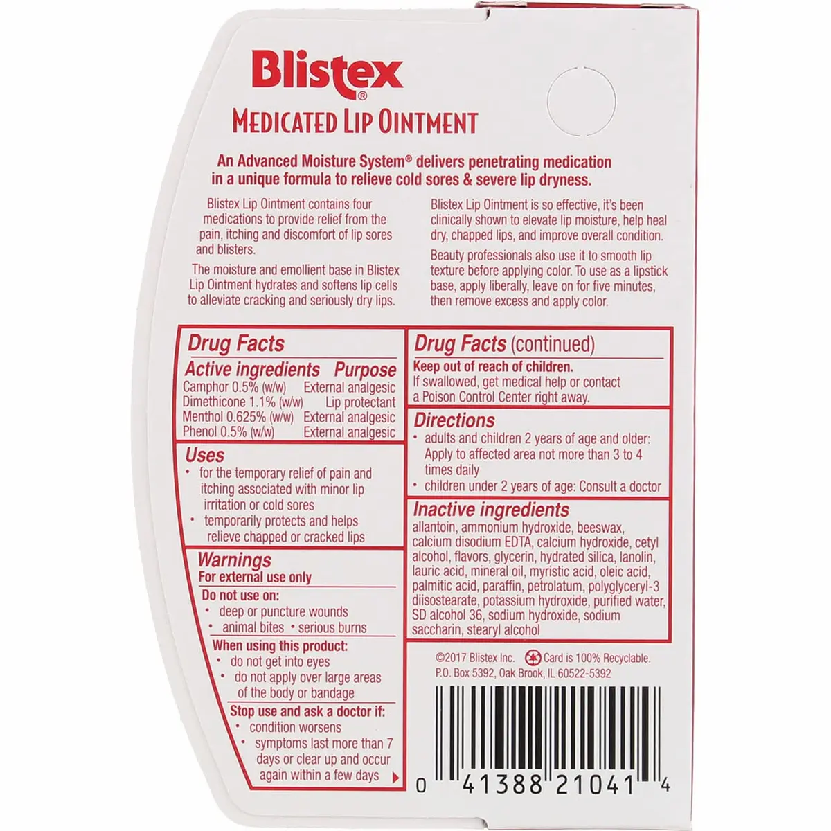 Blistex Lip Medicated Ointment 0.35 oz | Hydrates & Softens Dry Lips, Made in USA - view 2