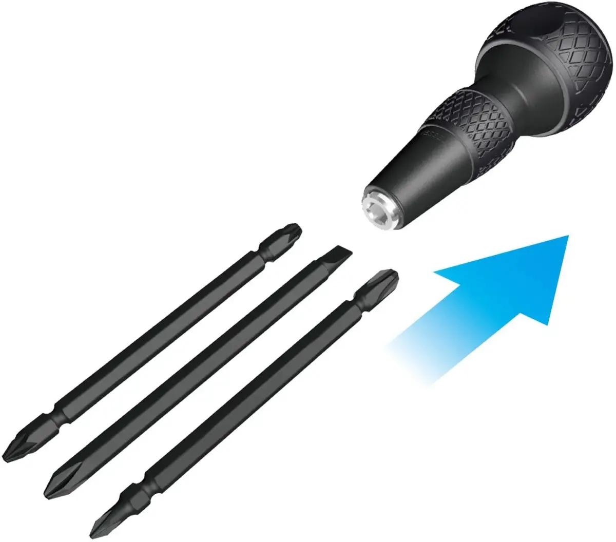 VESSEL Ball Grip Interchangeable Screwdriver Set with 6 Hex Bits | 10 cm (3 inch) Blade Length - view 4
