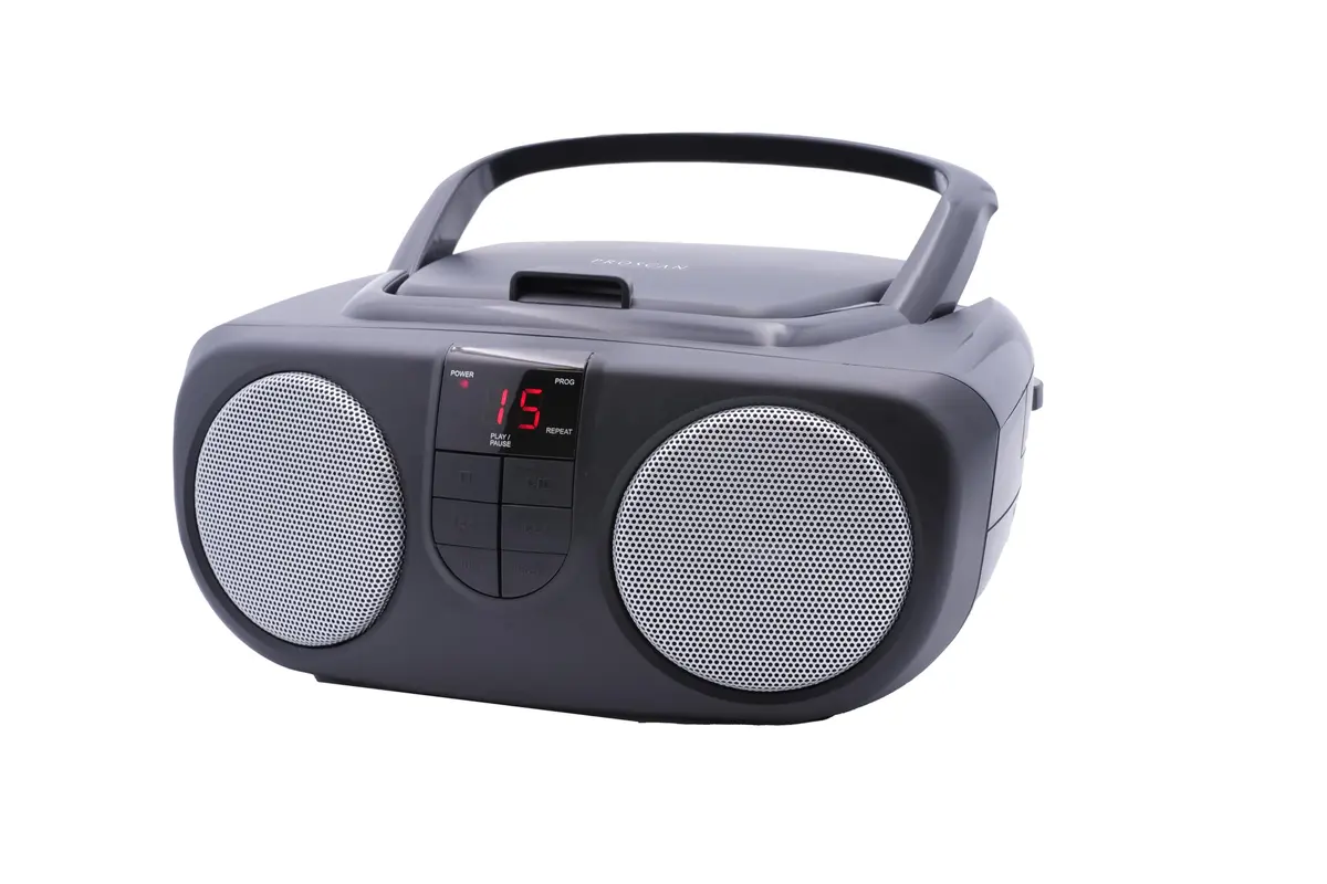 PROSCAN ELITE Retro Boombox Portable AM/FM Radio with CD Player & AUX Input (Black) | 1.38 kg (3.05 lb) - main product image