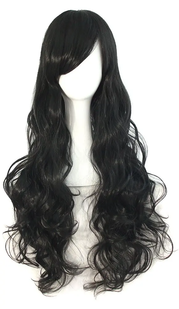 MapofBeauty 32" (80 cm) Long Spiral Curly Costume Wig | Black - main product image