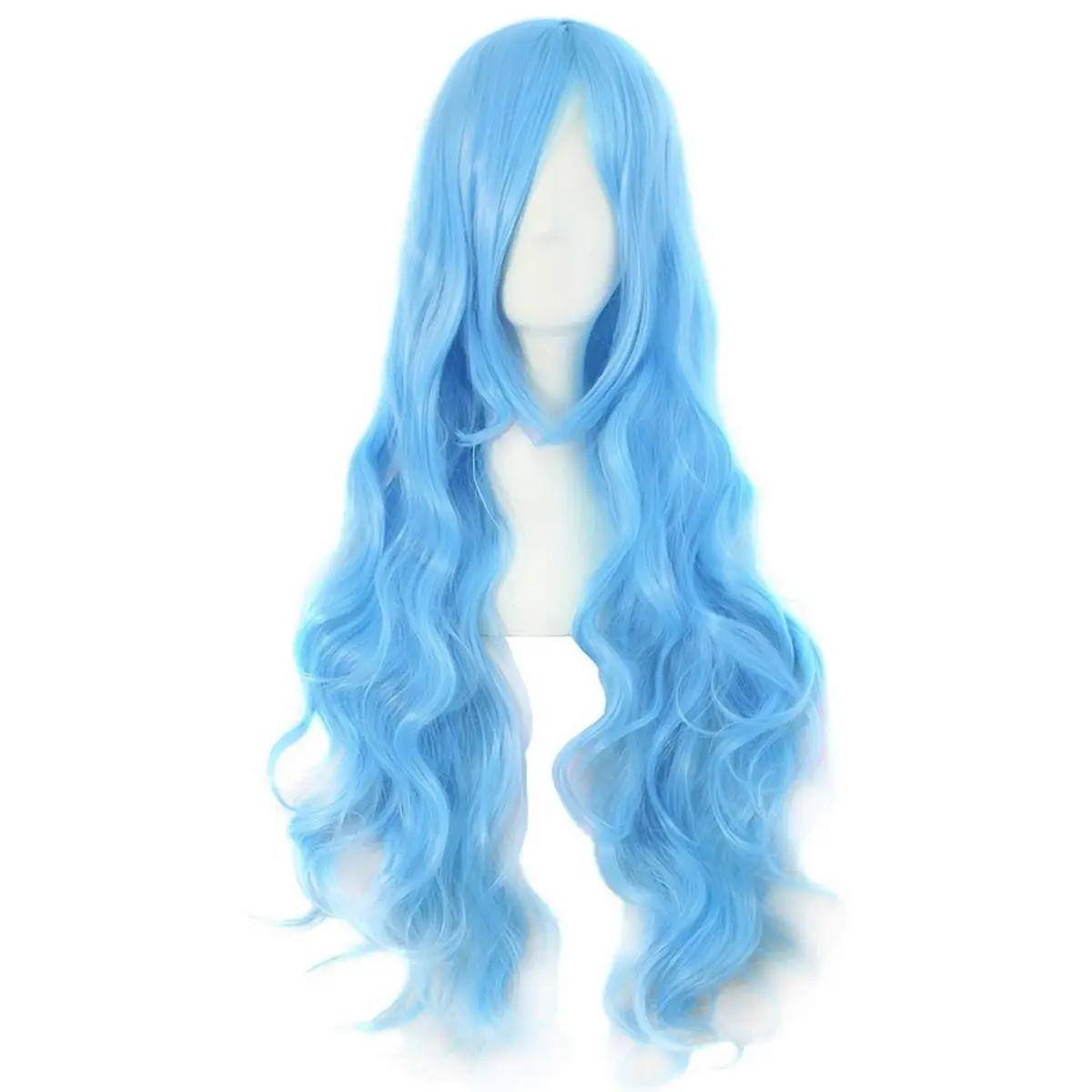 MapofBeauty 32 Inch Spiral Curly Cosplay Wig, Azure Blue | Heat Resistant Synthetic Fiber - main product image