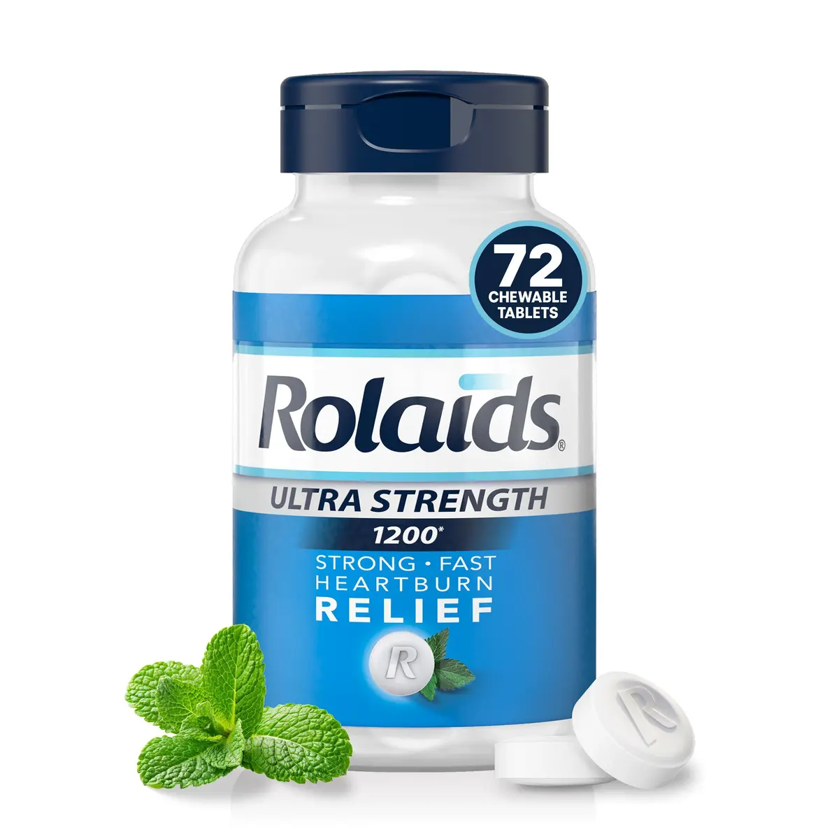 Rolaids Ultra Strength Antacid Chewable Tablets Mint 72-Count | Neutralizes 100x Stomach Acid - main product image