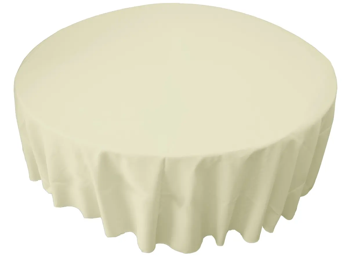 LA Linen Polyester Poplin Round Tablecloth 90" Ivory | Stain & Wrinkle Resistant - main product image