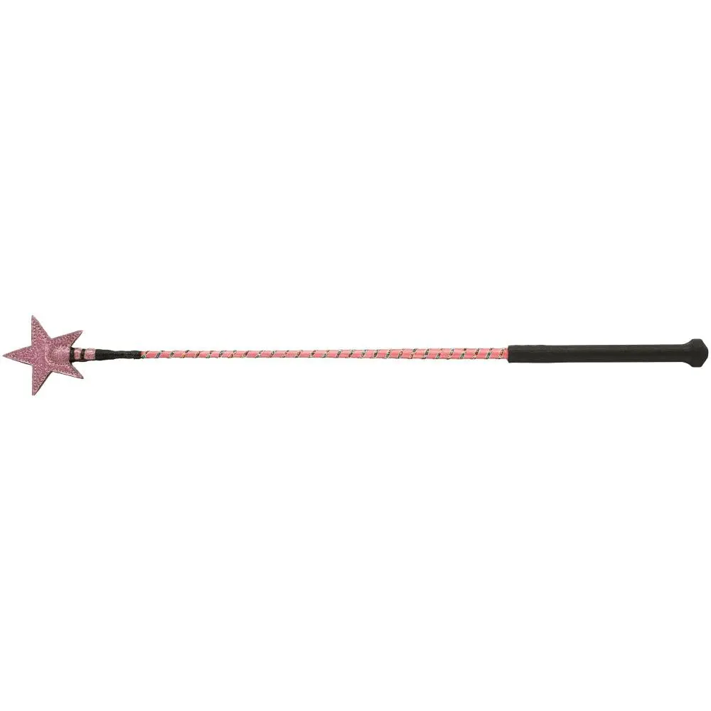 Tough 1 Star Shaped Sparkle Crop, Pink, 24-Inch | Star-Shaped Horse Crop with Sparkle Twist - main product image