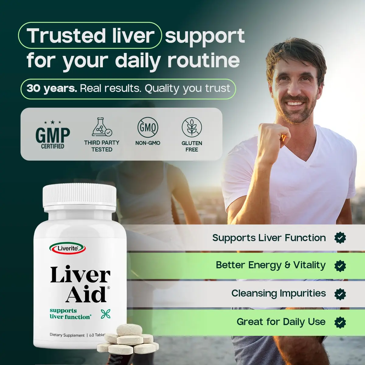 LIVERITE Liver Aid - Liver Support Supplement - 60 Tablets | Supports Liver Function & Energy - view 7