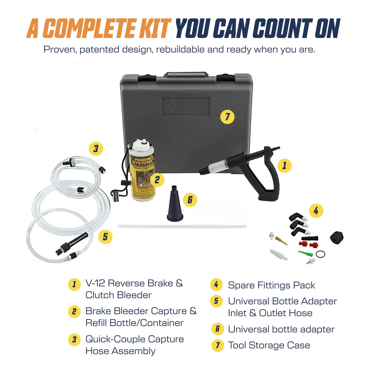 Phoenix Systems V-12 Medium Duty Brake & Clutch Bleeder Kit | Reverse Bleeding Technology for Fast Brake Service - view 3