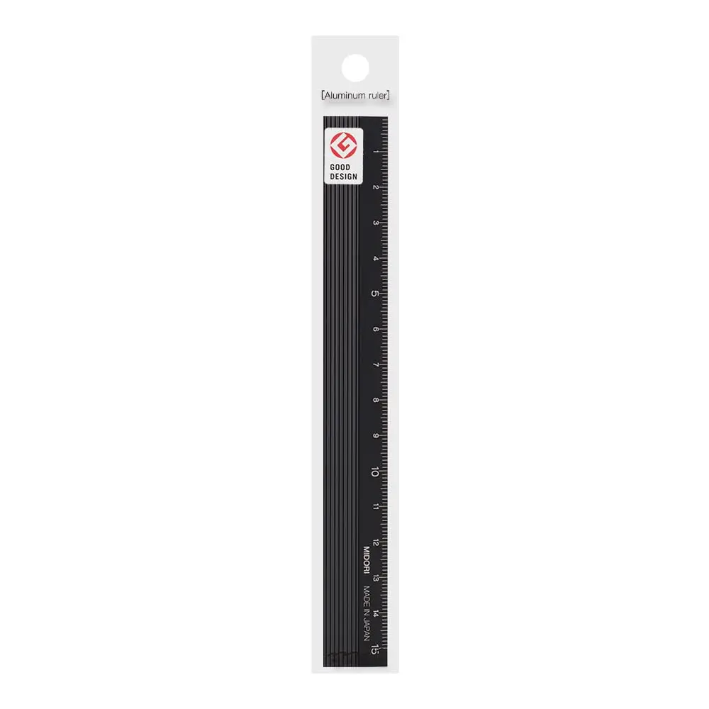 Midori Aluminium Ruler 15cm Black | Classic Drafting Tool for Precision Measurement - main product image