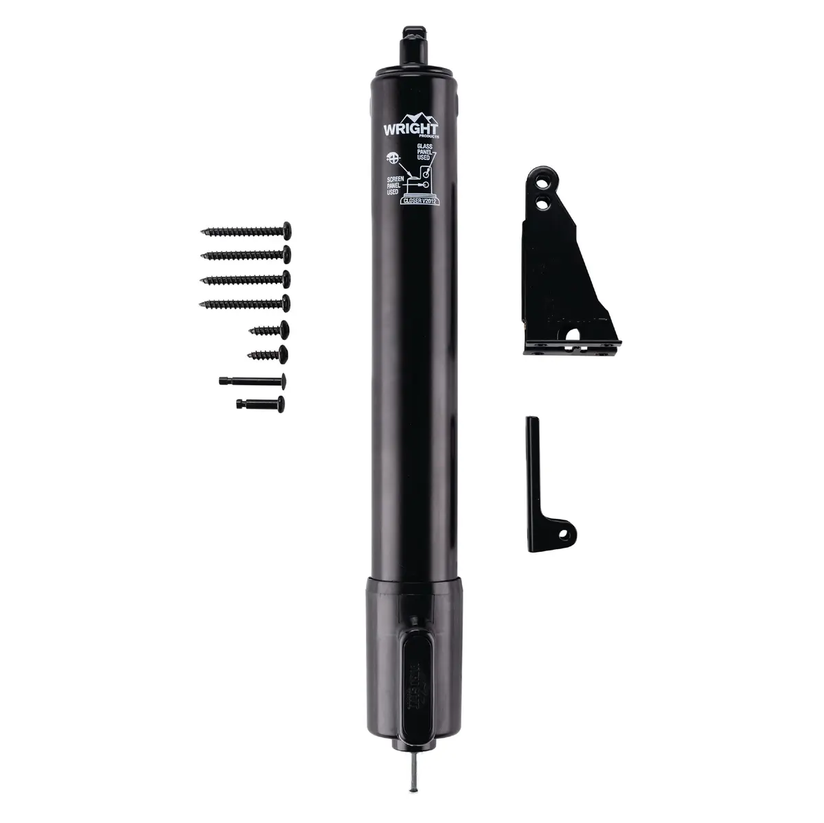 Wright Products V2012BL Heavy Duty Tap-N-Go Pneumatic Door Closer, Black | 38.1 cm (15 inches) Length - main product image